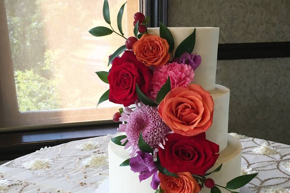 Fall Floral Wedding Cake