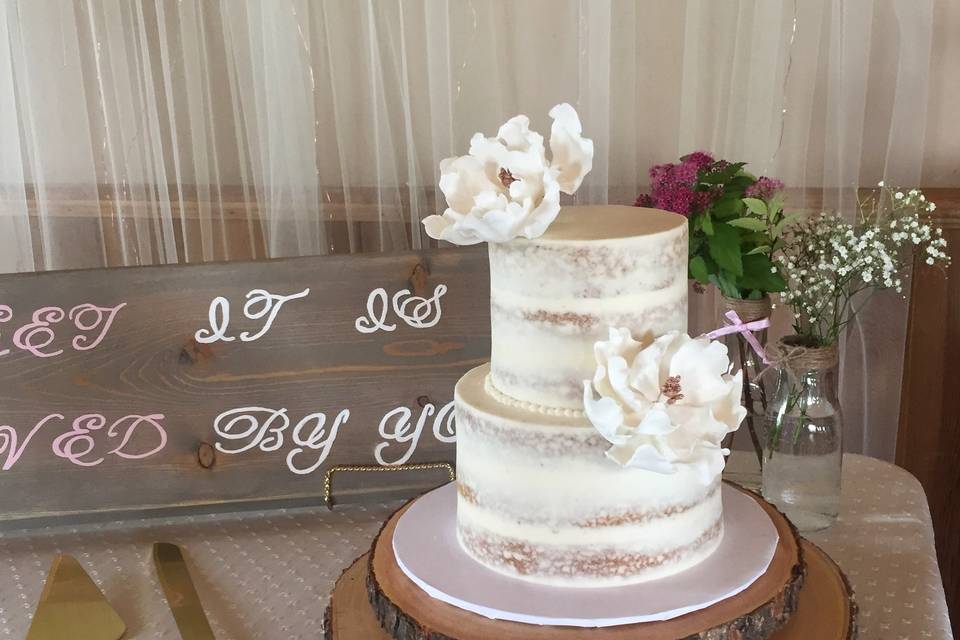 White Rose Gold Naked Cake