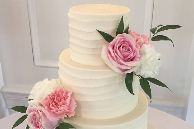 Ruffle Floral Wedding Cake
