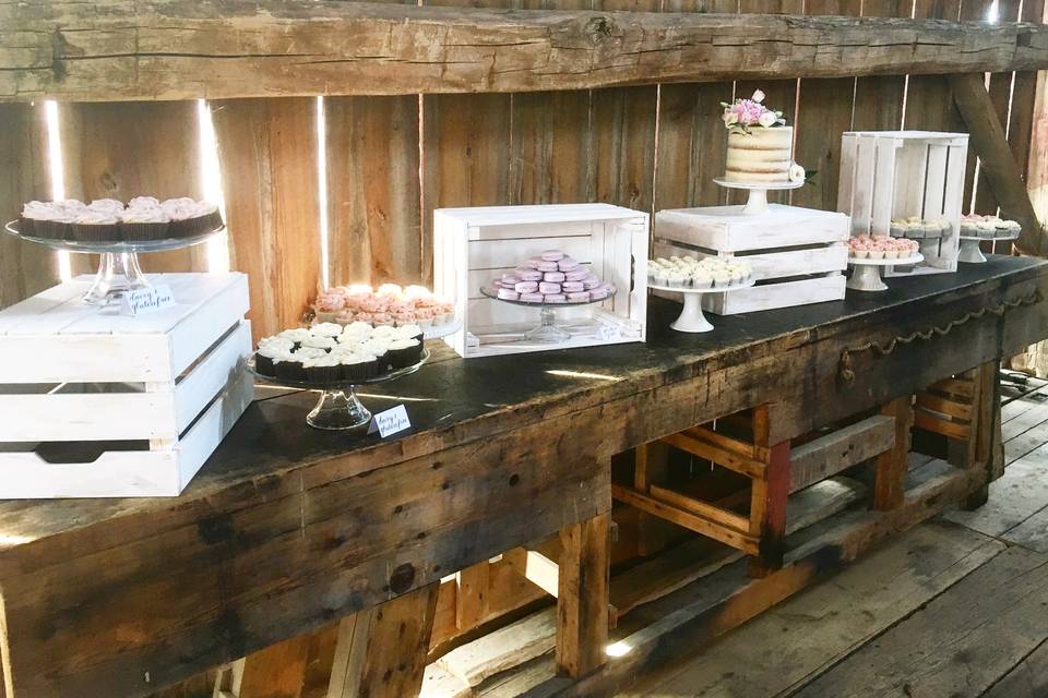 Rustic dessert and cake table