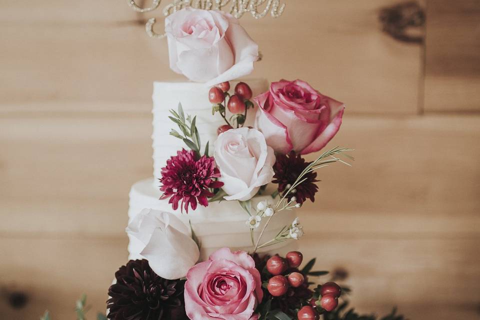 Floral Rustic Wedding Cake