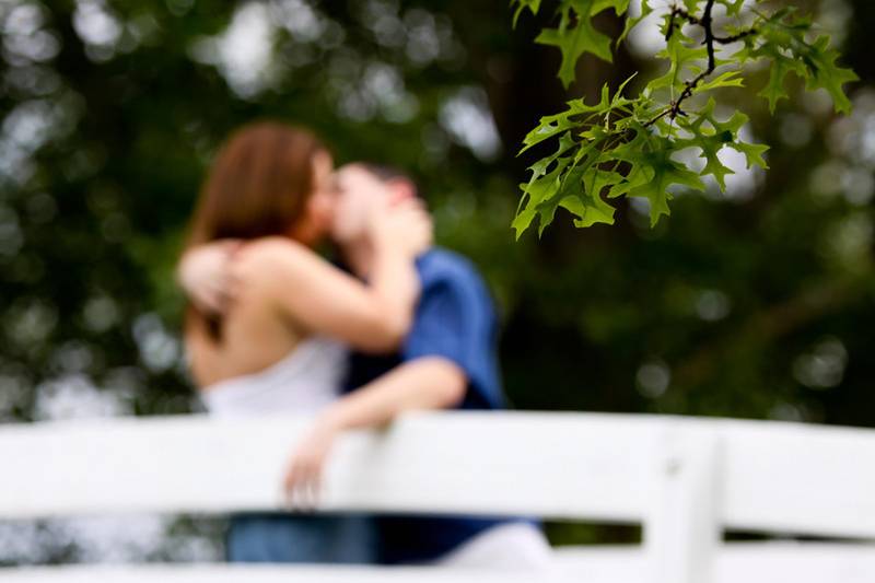 Engagement bridge kiss
