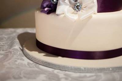 Custom purple detail wedding cake