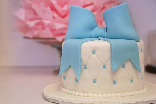Custom bow tie wedding cake