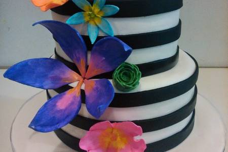 Custom colorful floral wedding cake