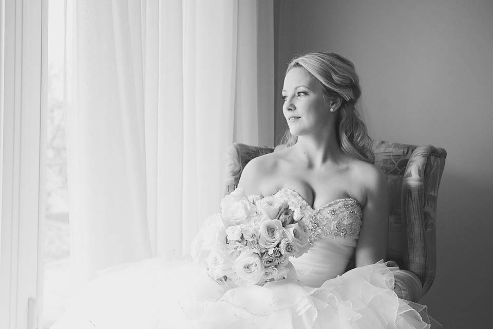 Natural light bridal photo