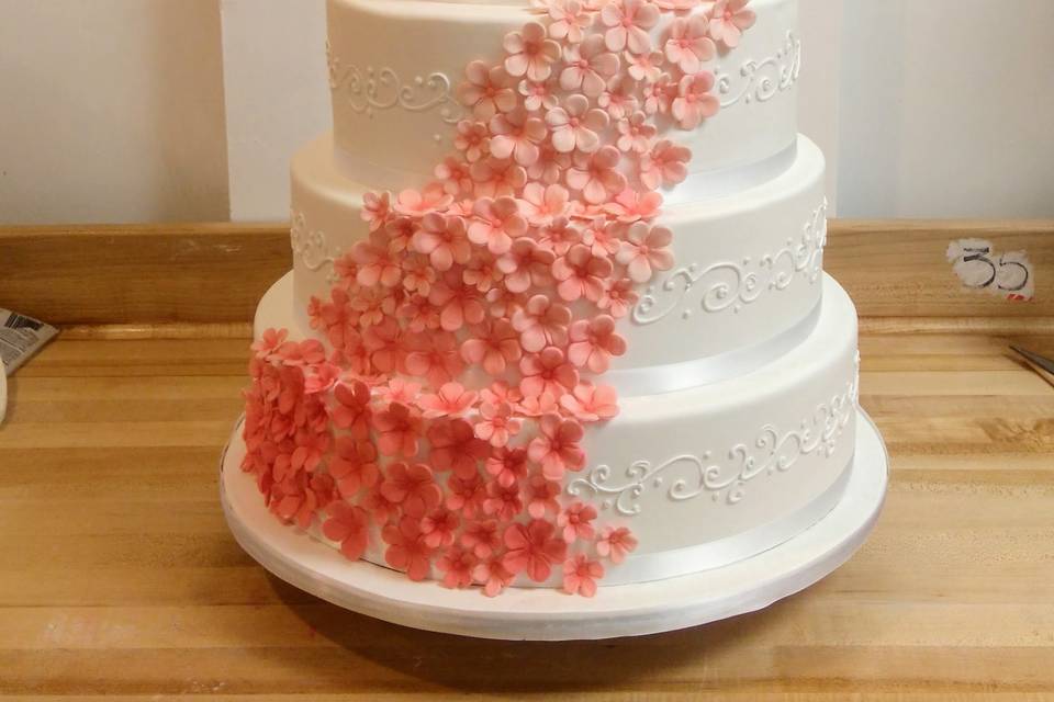 Ombre floral cascade 6-tier