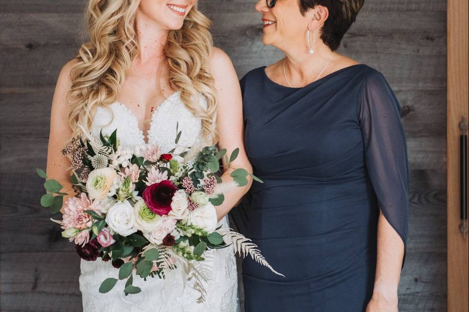 Beautiful bride and mom