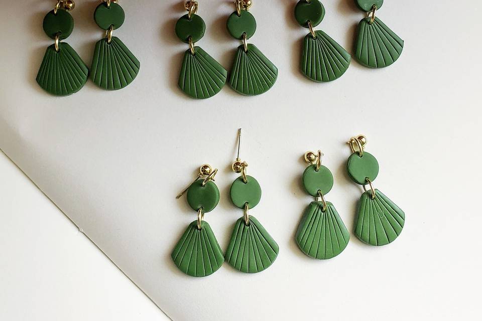 Green clay earrings