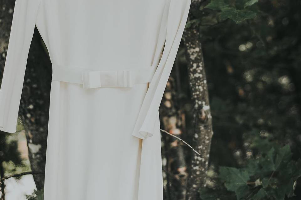 Wedding gown in tree