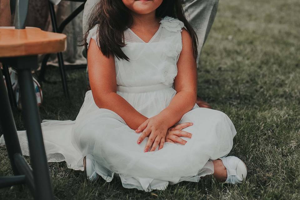 Flower girl at wedding ceremon