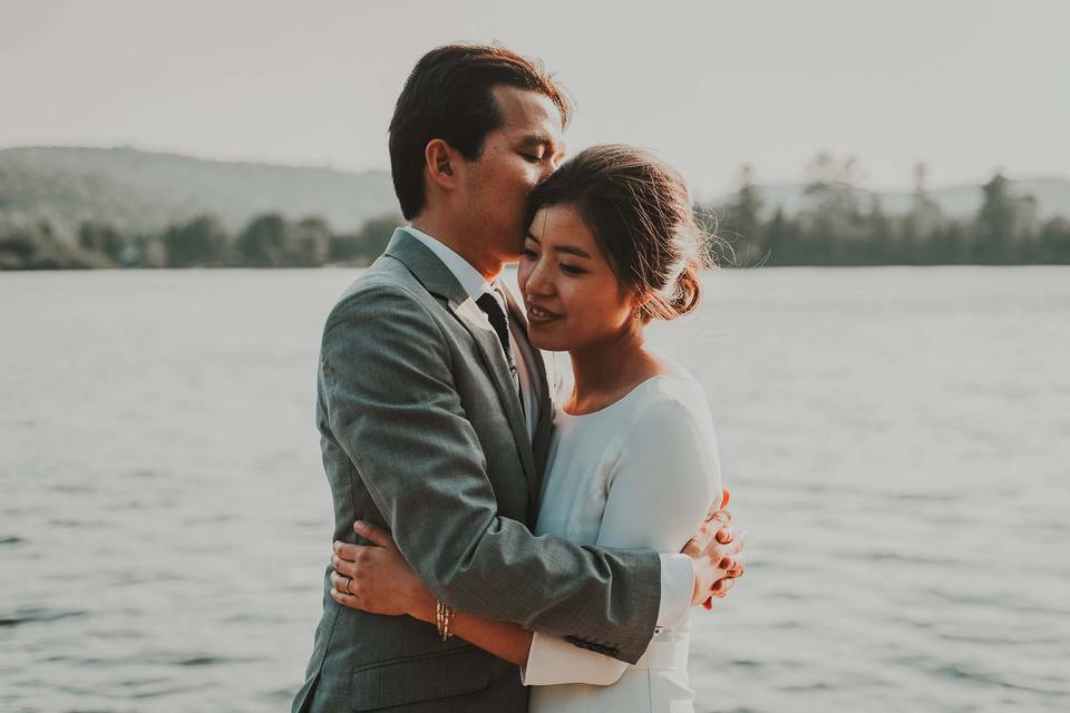 Lake-side wedding portraits