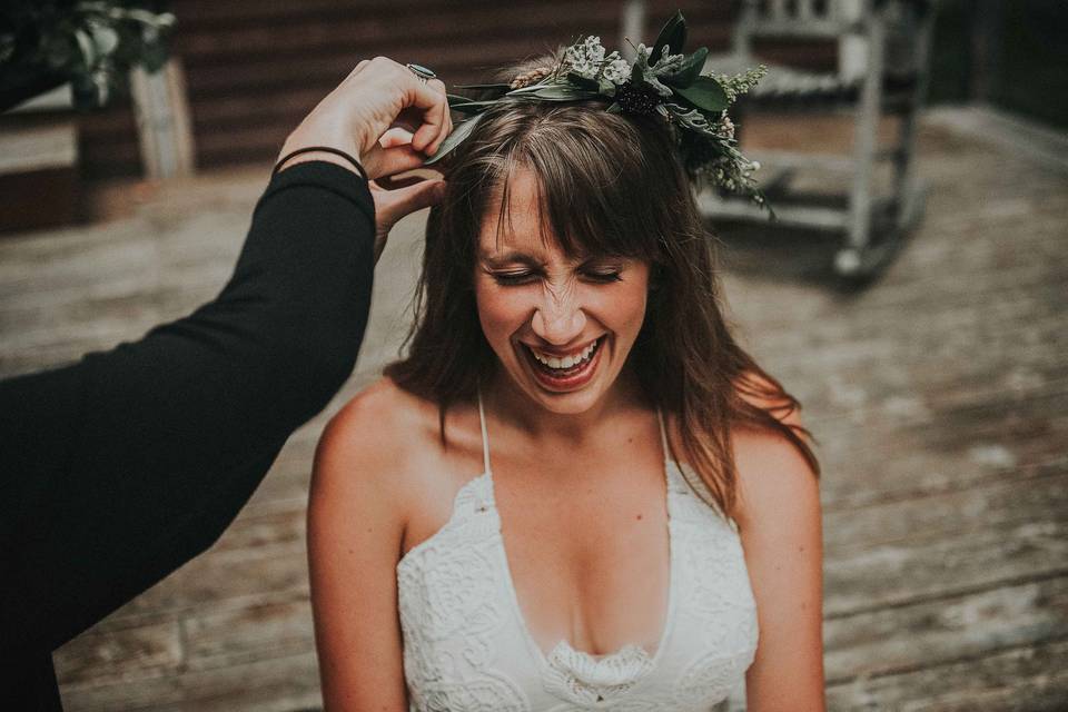 Bridesmaid with bouquet