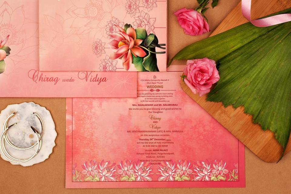 Floral wedding invitation card