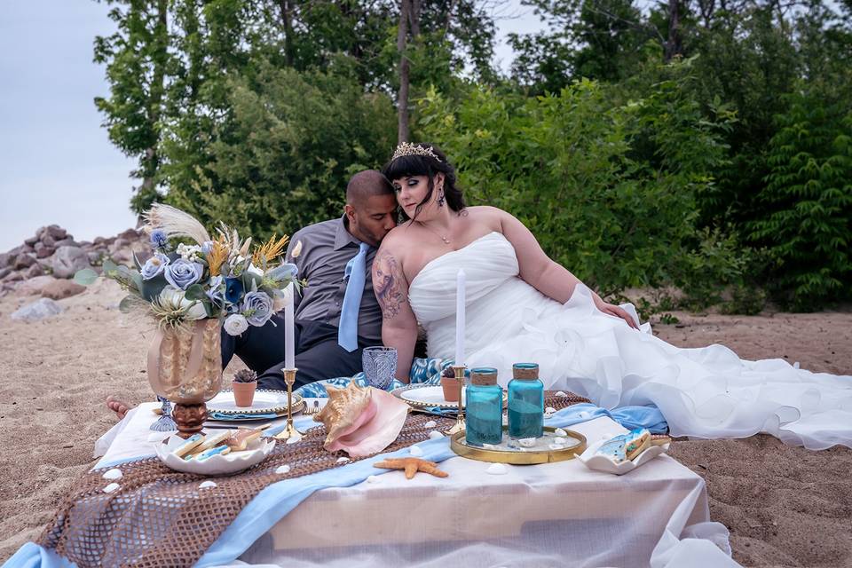 Blue beach wedding