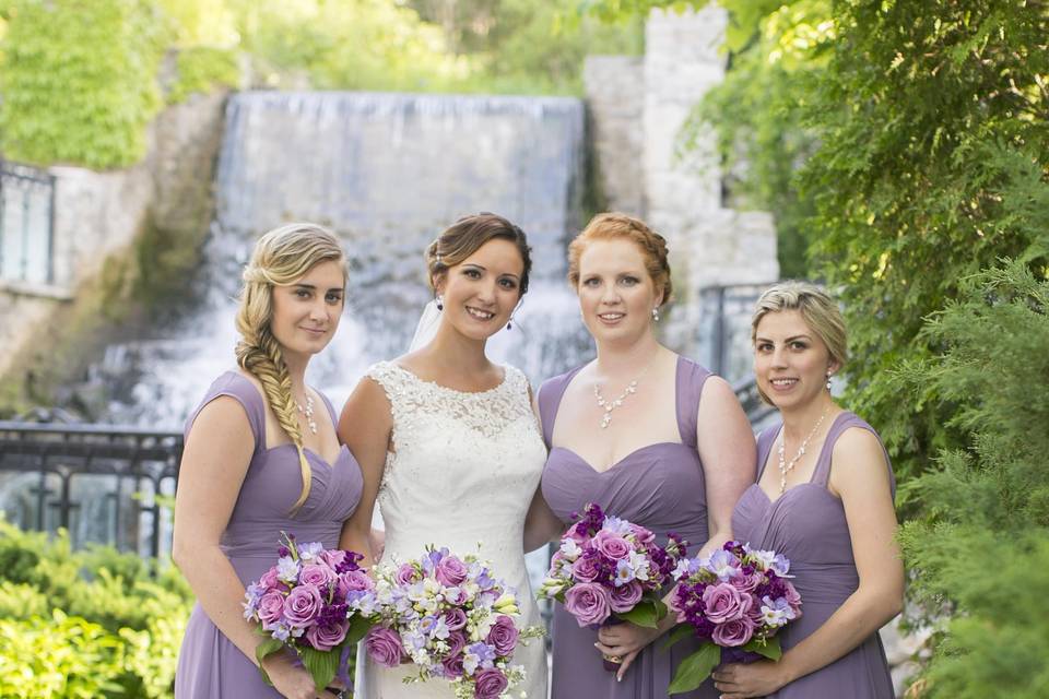 Waterfall bridesmaids