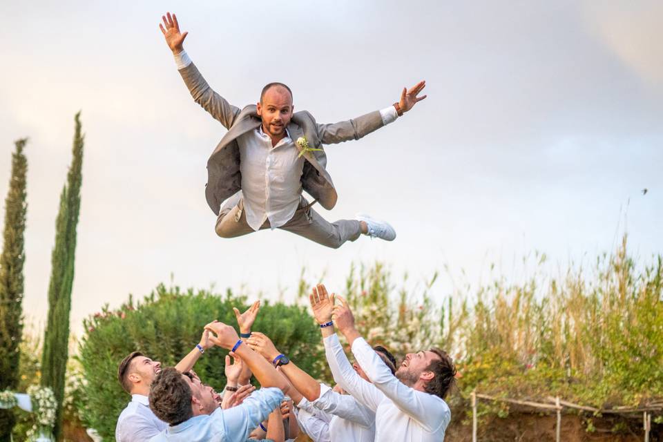 Groom Celebration in the Air