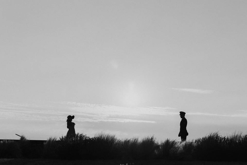 Walking in a field