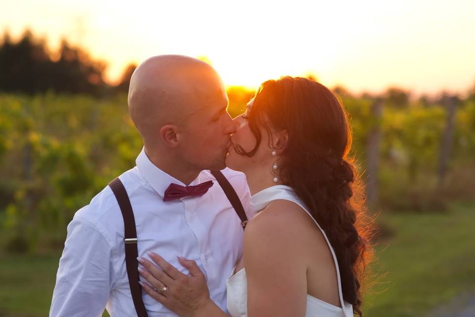 Bride and groom golden hour