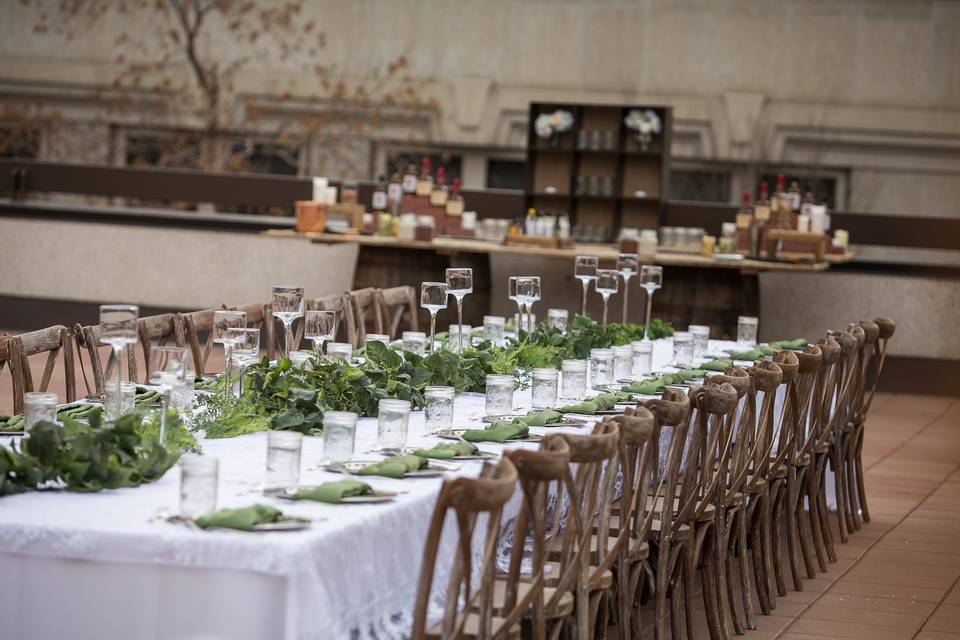 Rooftop wedding dinner