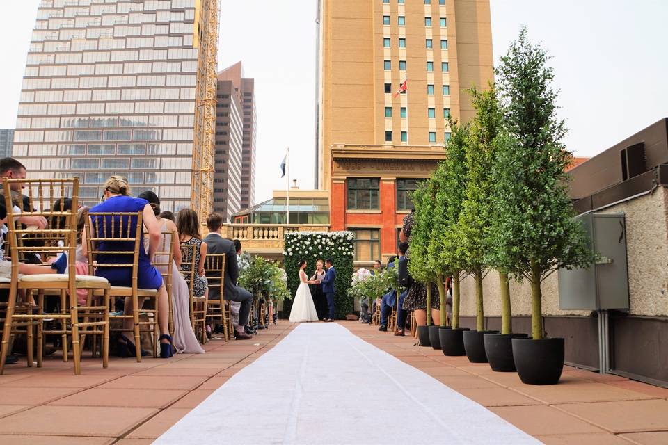 Rooftop patio wedding ceremony