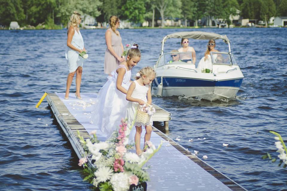Bride arriving by boat