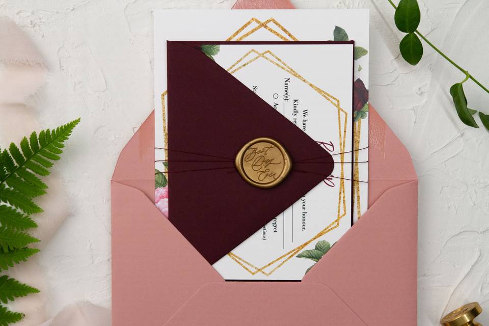 Floral and geometric invitations