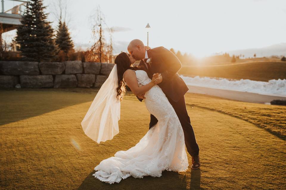 Sunset wedding portrait