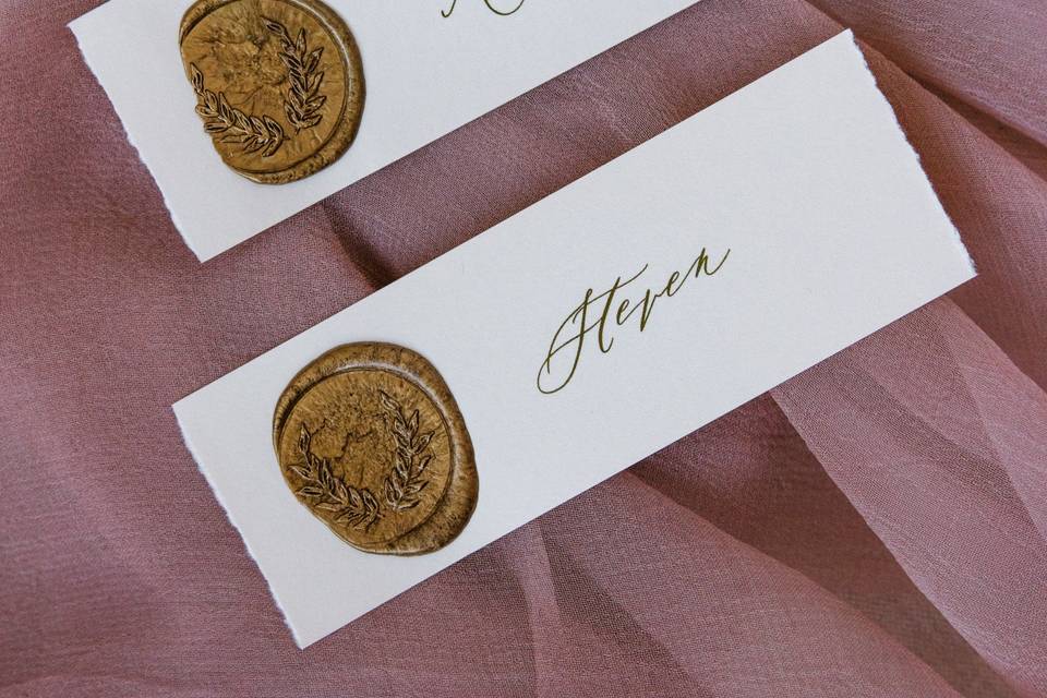 Place card with wax seal