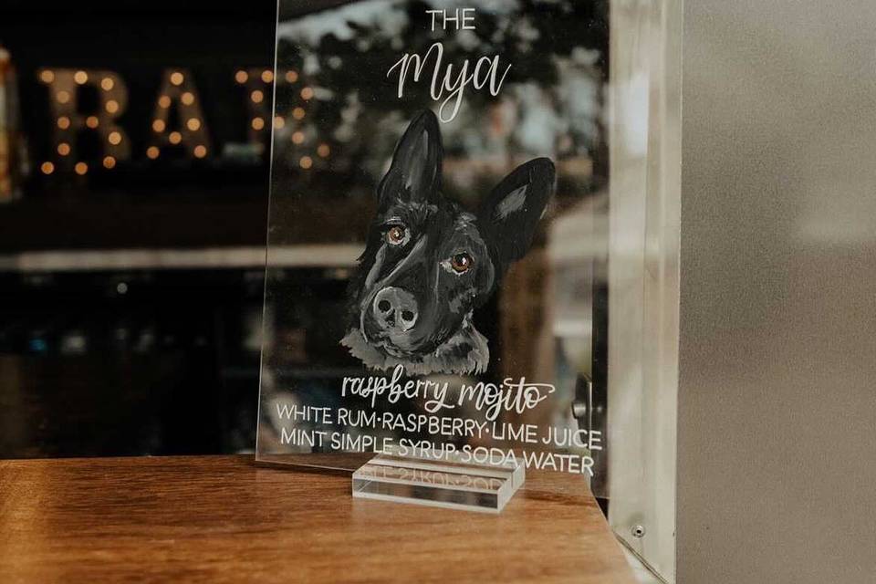 Pet portrait drink sign