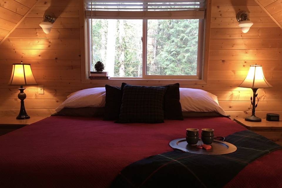 King Bed in Log Chalet