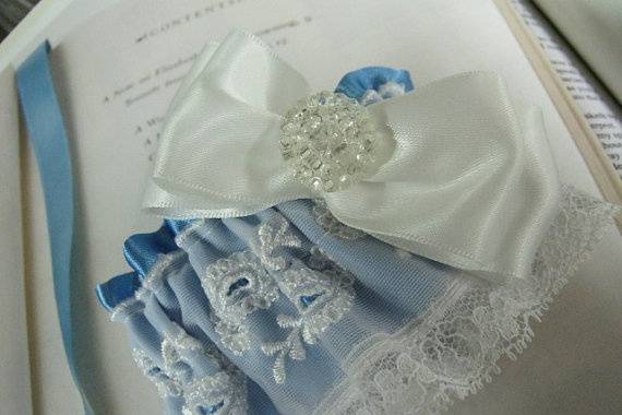 Blue Cuff with Vintage Lace