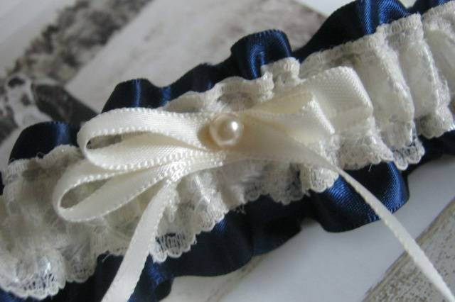 Navy Blue and Ivory Garter