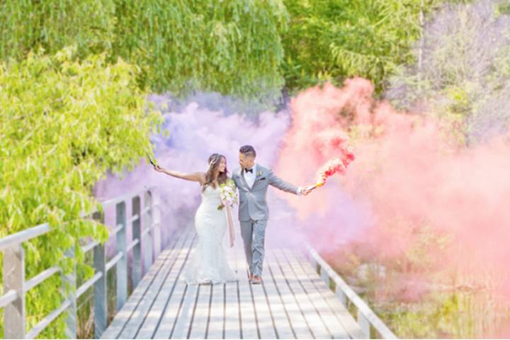 Smoke bomb wedding