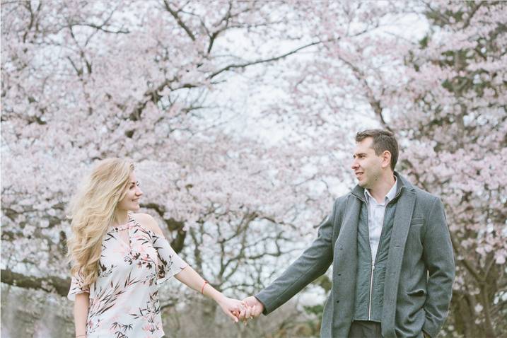 Cherry blossom engagement