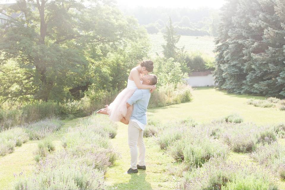 Lavender farm engagement