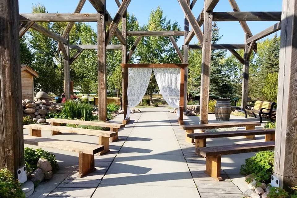 Timber frame arbour & benches