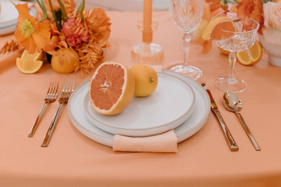 Modern orange table decor