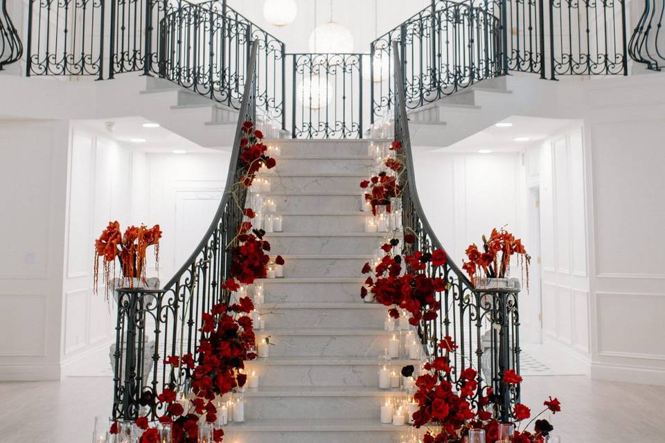 REd stair decor