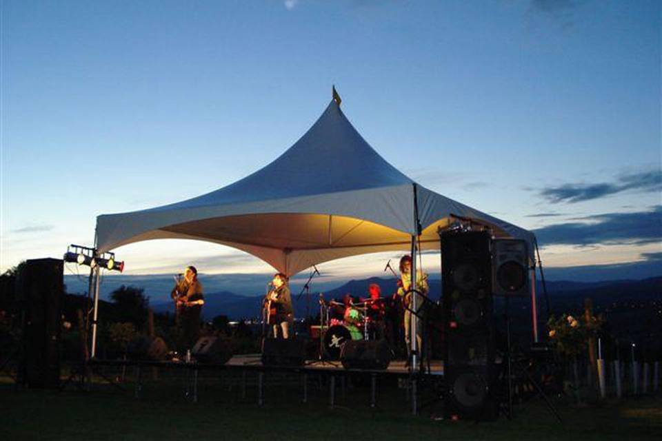 Marquee tents and stage