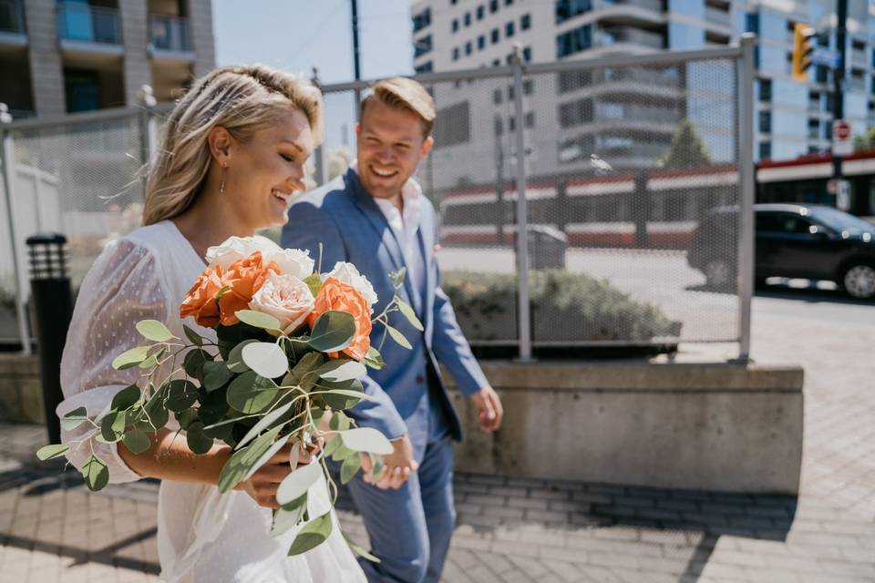 Walking to the ceremony