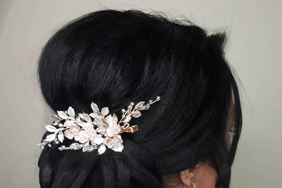 Updo with a pin and veil