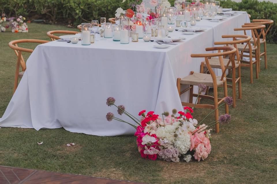 Beach front wedding reception