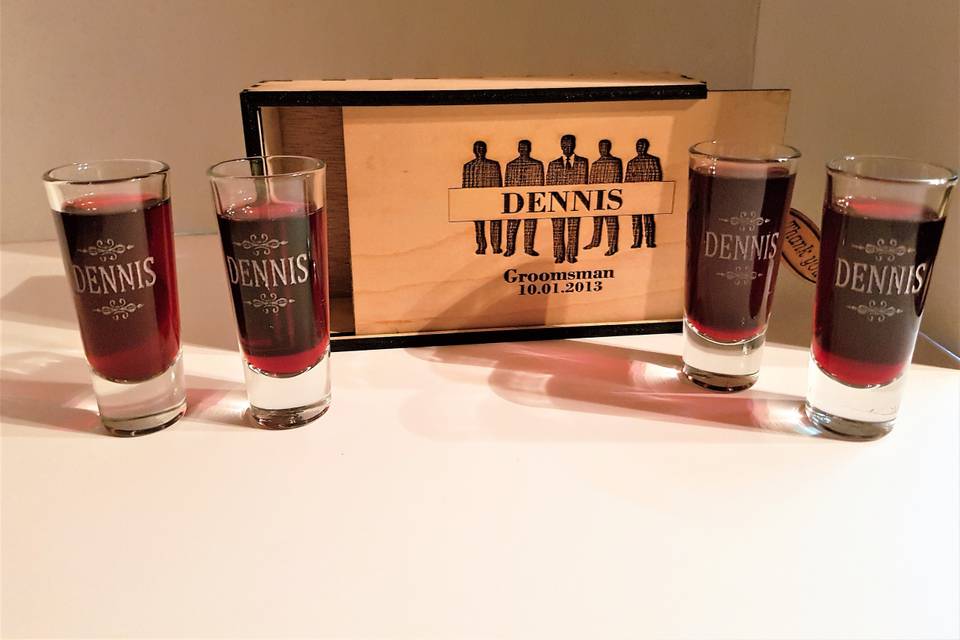 4 Personalized Shot Glass Set