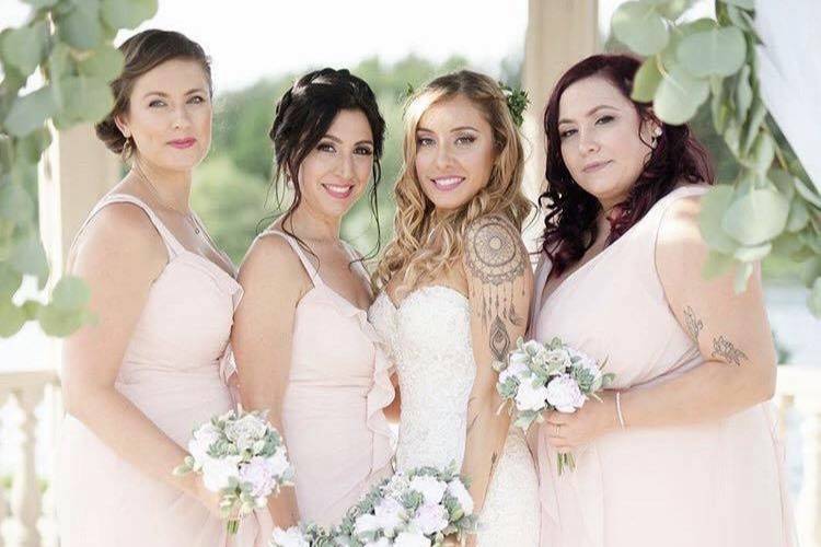 GorgeousBridesmaids and bride