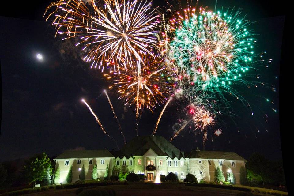 Château des Charmes wedding fireworks