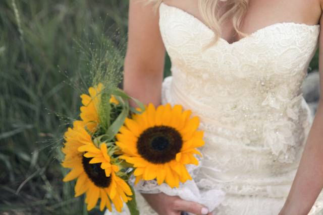 Looking down at flowers