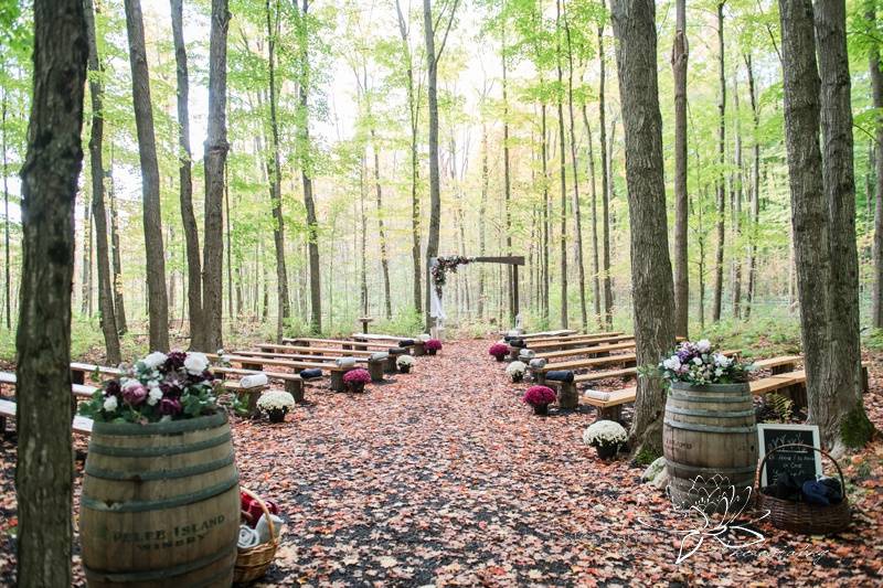 Fall ceremony in the woods