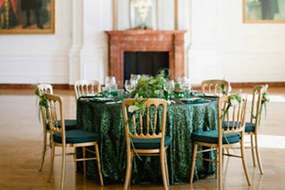 Emerald sequin tablecloth