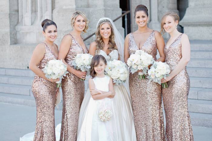 Champagne sequin gowns